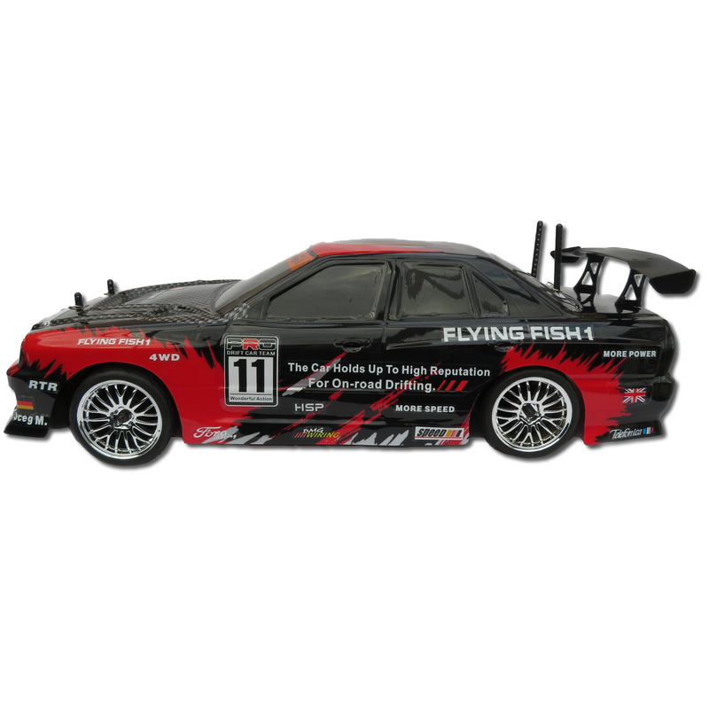 HSP Flying Fish Brushed 1:10th Scale Drift Car - Red (Standard 7.2v NiMH Version)