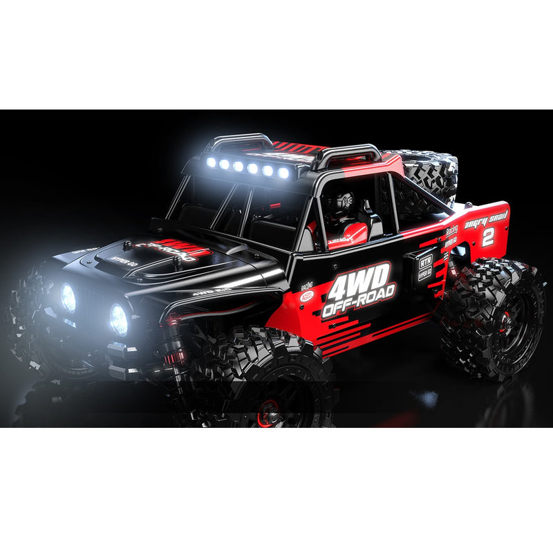 A picture of the MJX 14209 Hyper Go truck. with LED lights turned on