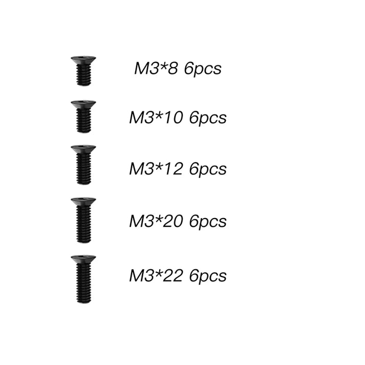 Rlaarlo Flat Head M3 Hex Screws Multipack - Part Number R11100