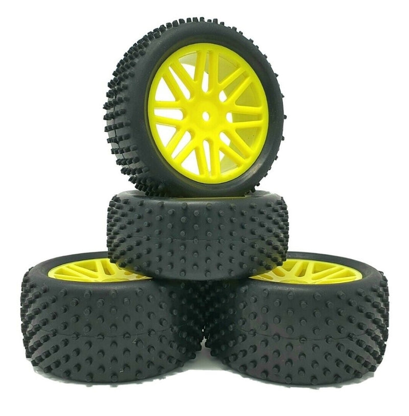 Yellow Off-Road Buggy Wheels with Tyres - 4 Pack