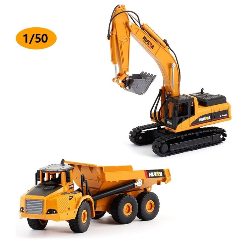 Huina Dumper Truck & Excavator Set 1:50 Diecast Construction Models Set - 1611